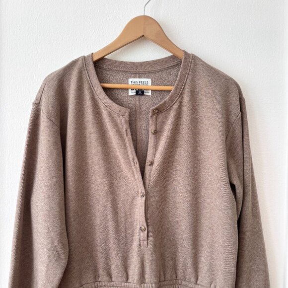 American Eagle Cozy Henley Lounge Romper - Picture 6 of 9